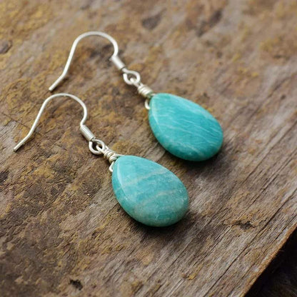 Natural Gemstone Teardrop Earrings