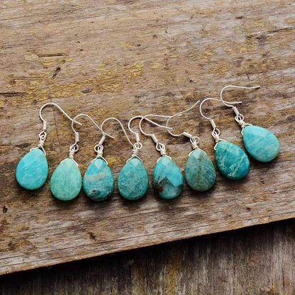 Natural Gemstone Teardrop Earrings