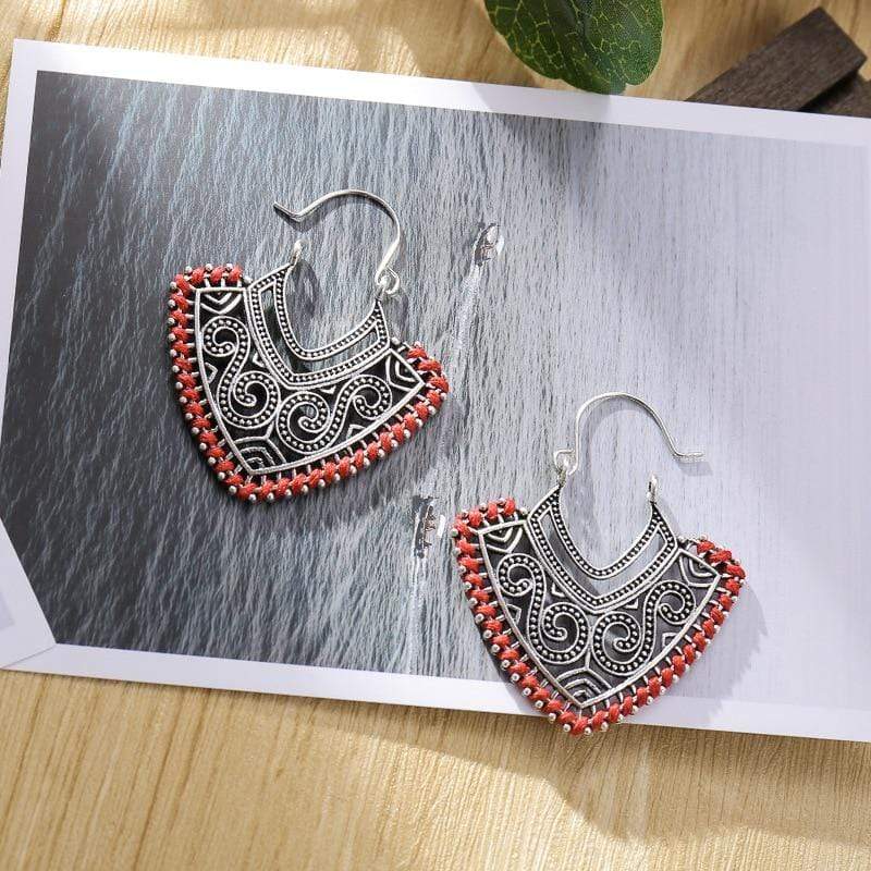 Ethnic Design Silver Earrings