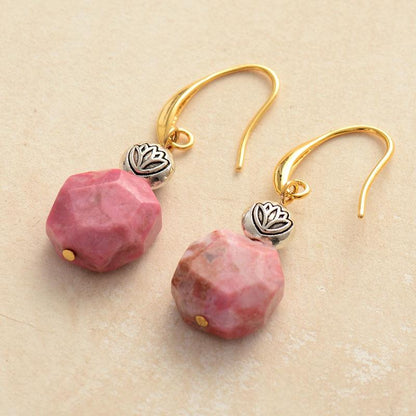 Rhodonite Stone Dangle Earrings