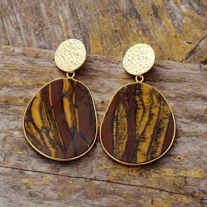 Lapis Luzuli/Tiger Eye Dangle Earrings