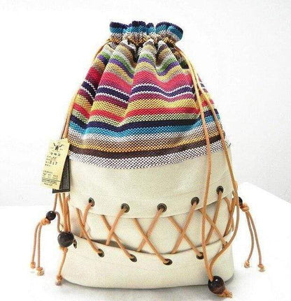 Ethnic Canvas Striped Backpack