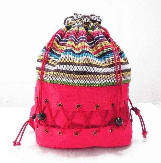 Ethnic Canvas Striped Backpack