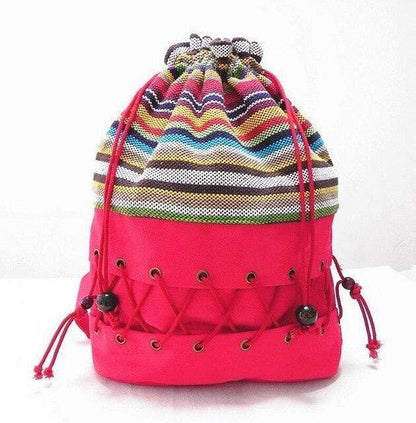 Ethnic Canvas Striped Backpack