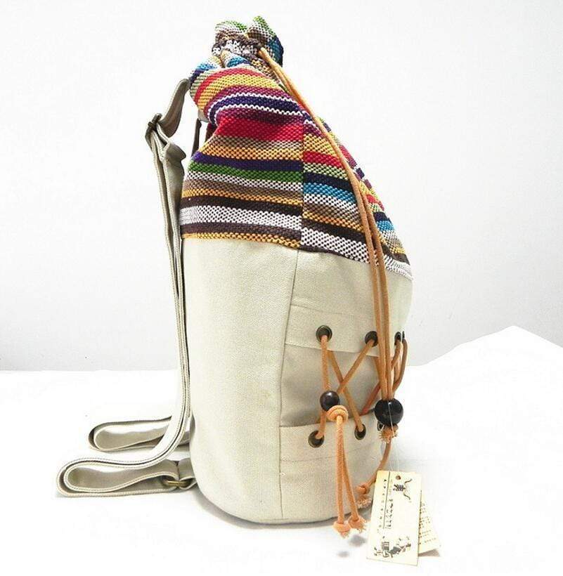 Ethnic Canvas Striped Backpack