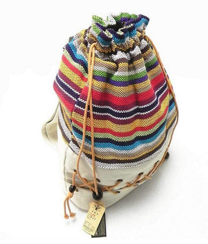 Ethnic Canvas Striped Backpack