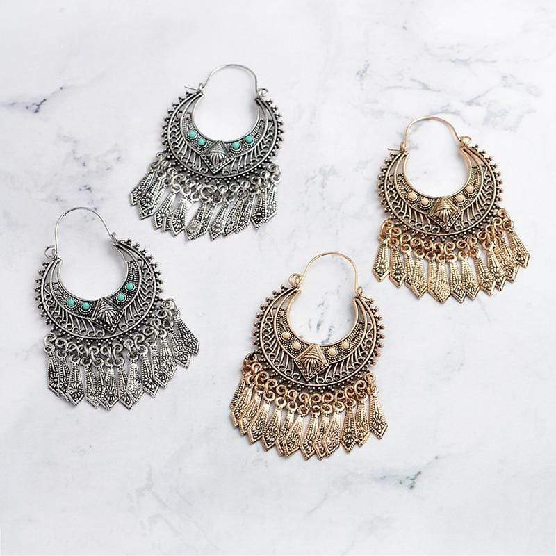 Ethnic Tasseled Drop Earrings