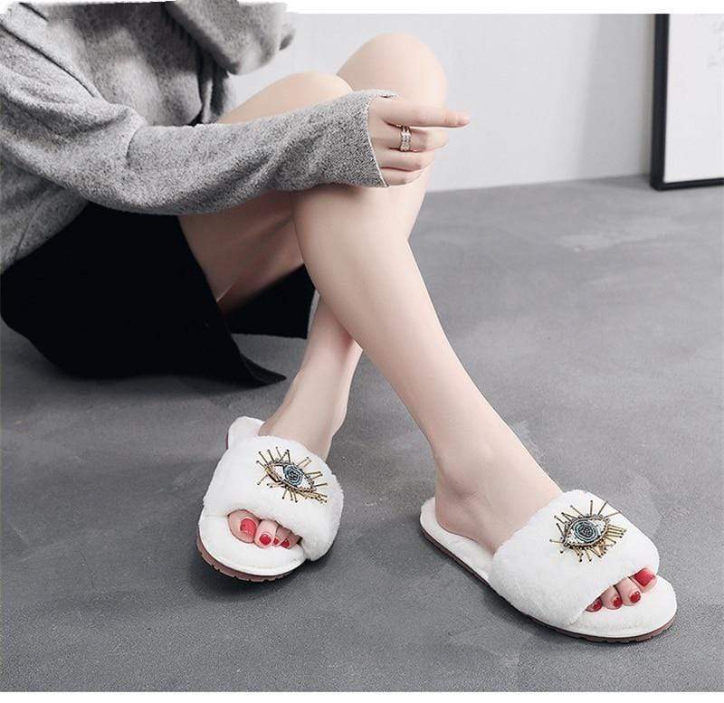 Evil Eye Fur Slippers