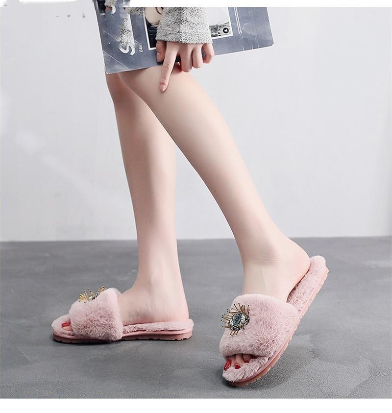 Evil Eye Fur Slippers