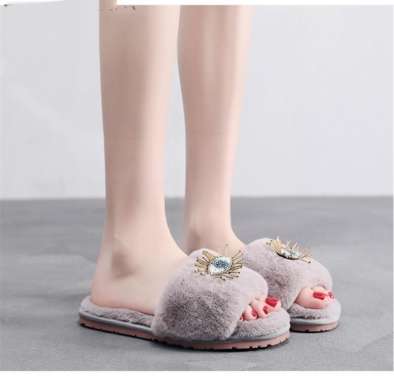 Evil Eye Fur Slippers