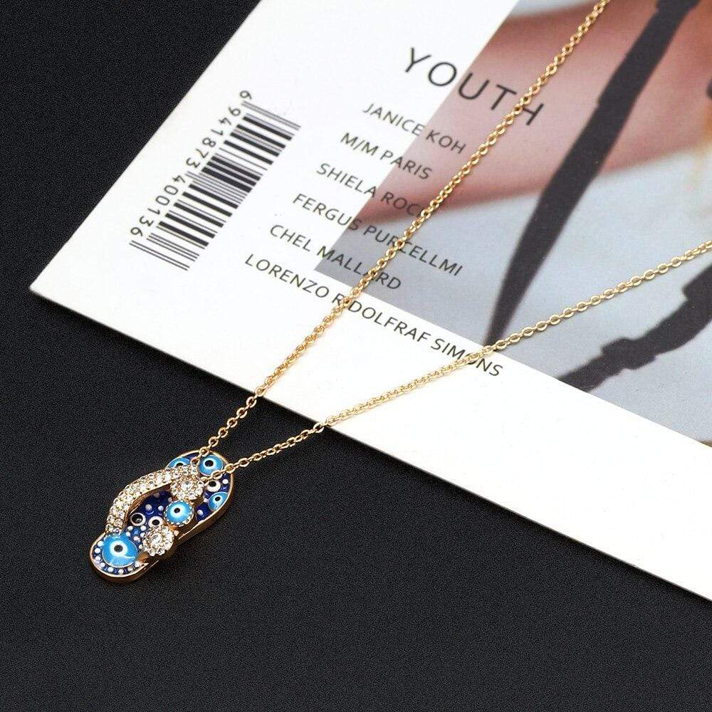 Evil Eye Slipper Necklace