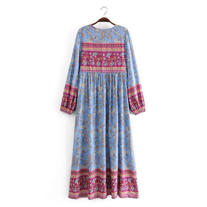 Fenna Blue Floral Maxi Dress