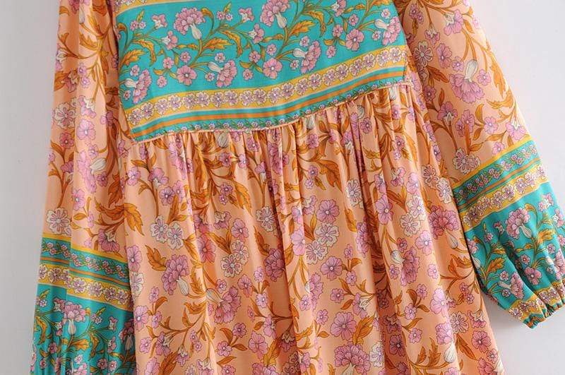 Fenna Orange Floral Maxi Dress