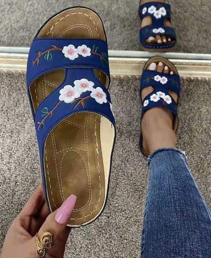 Floral Embroidered Slippers