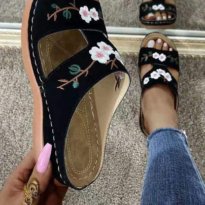 Floral Embroidered Slippers