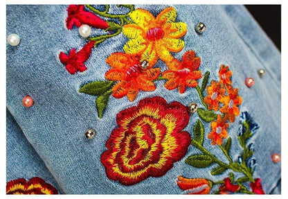 Floral Embroidery Flare Jeans