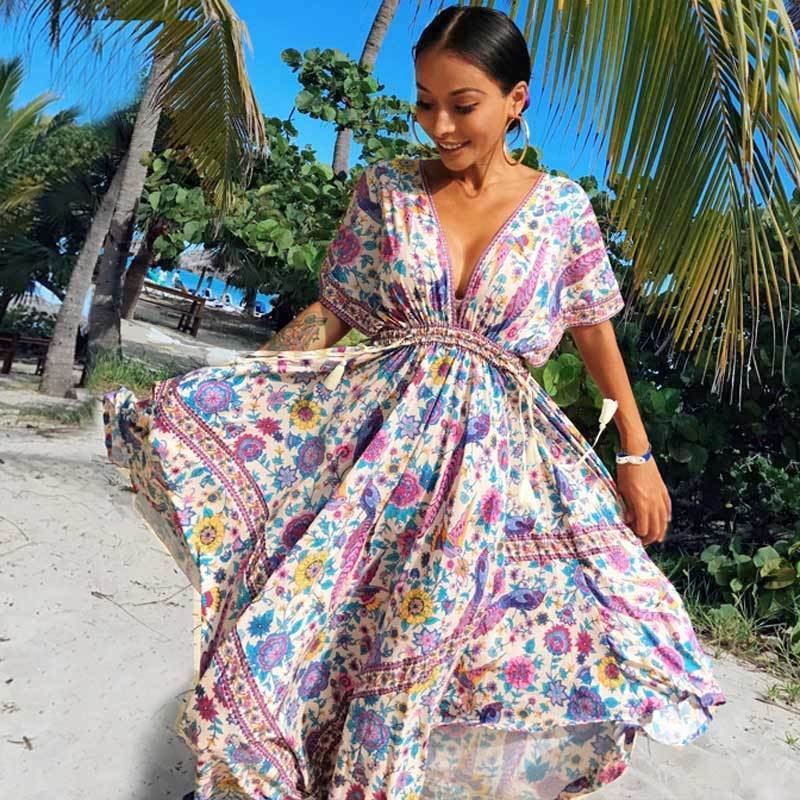 Floral Love Birds Maxi Dress