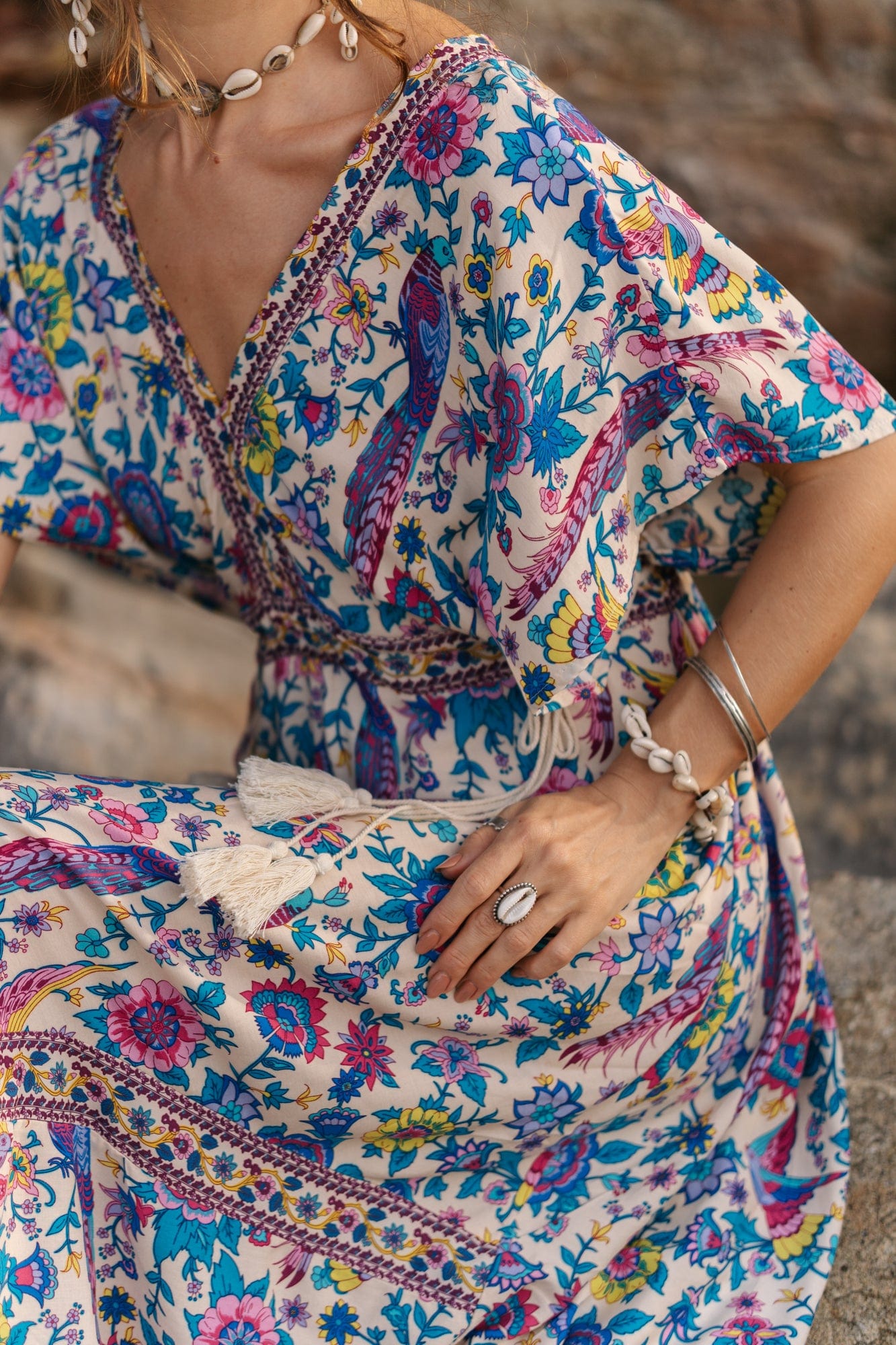 Floral Love Birds Maxi Dress