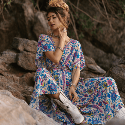 Floral Love Birds Maxi Dress