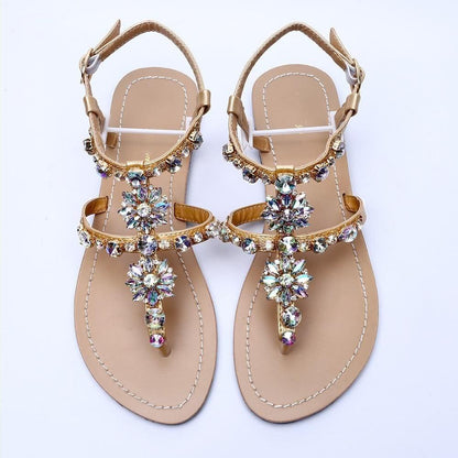 Rhinestones Embellished Flat Sandals