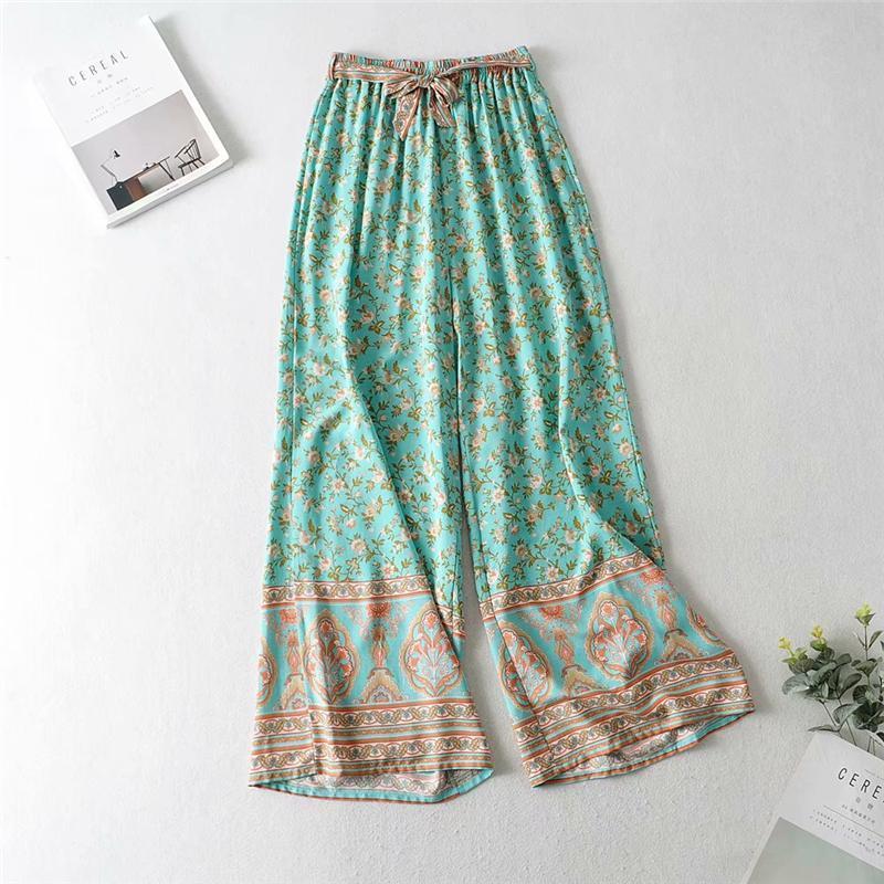 Green Floral Matching Cotton Pant Set