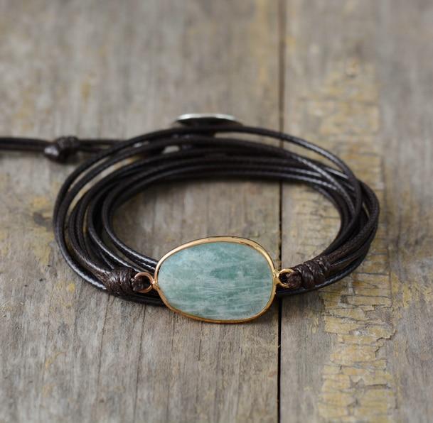 Handmade Natural Amazonite Wrap Bracelet