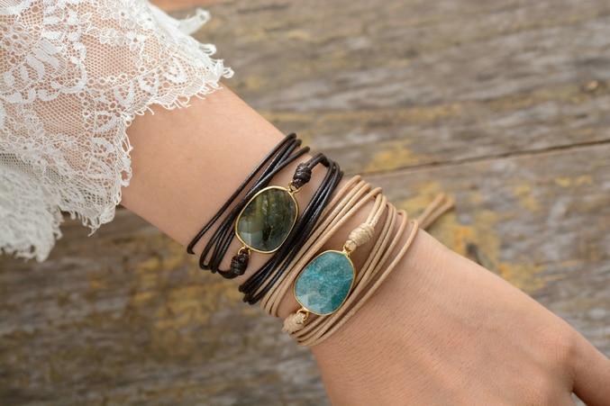 Handmade Natural Amazonite Wrap Bracelet