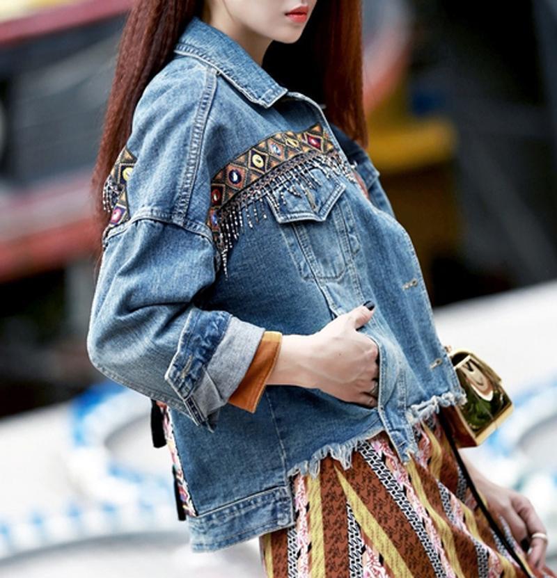 Embroidered Ethnic Denim Jacket