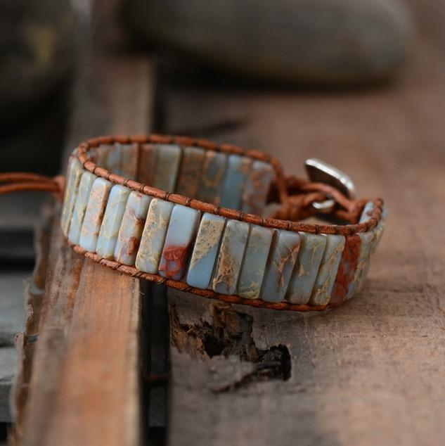 Jasper and Agate Stone Wrap Bracelet