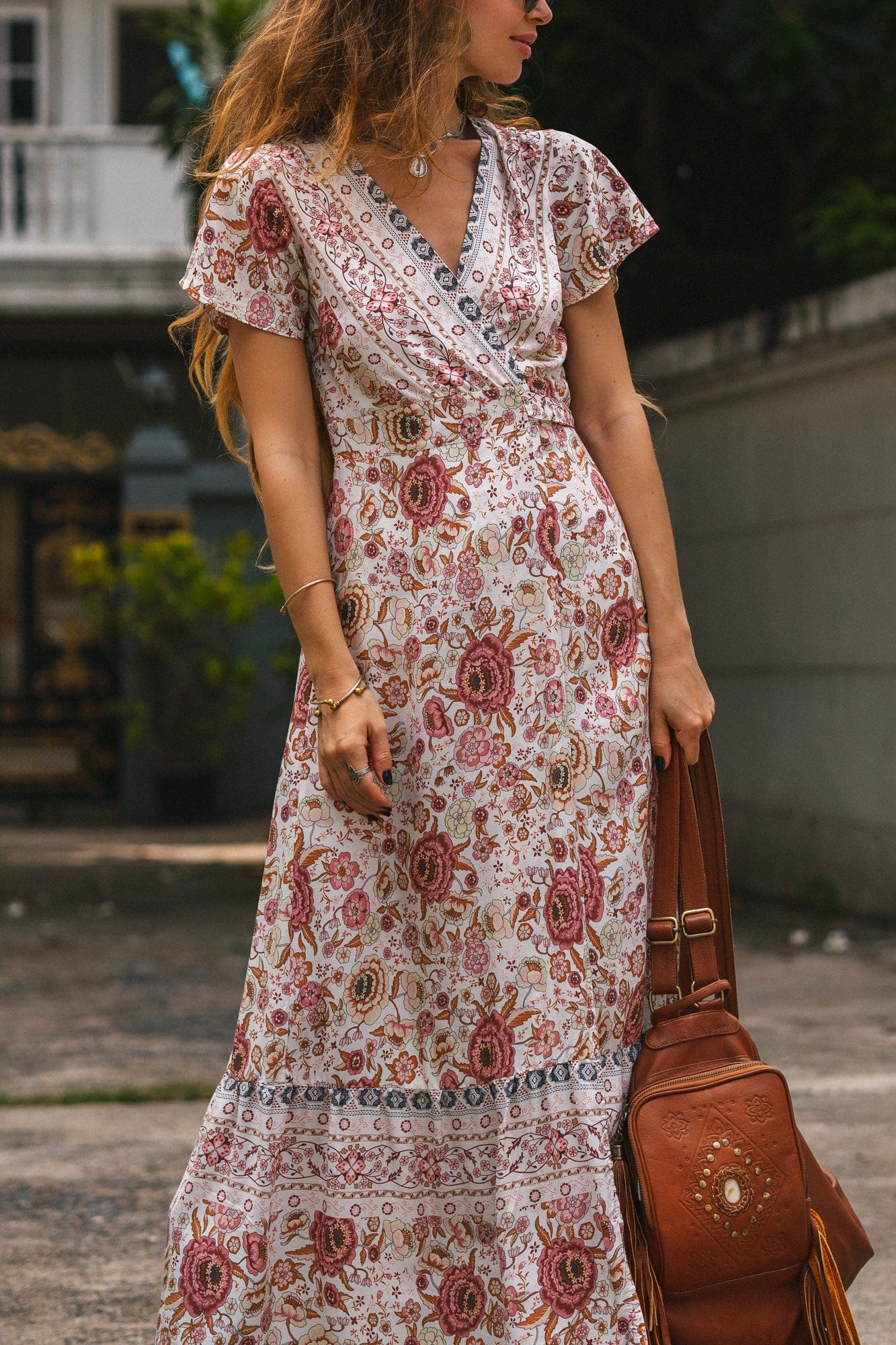 Joseph Bohemian Wrap Maxi Dress in Beige