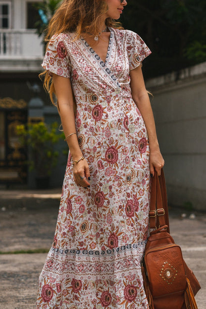 Joseph Bohemian Wrap Maxi Dress in Beige