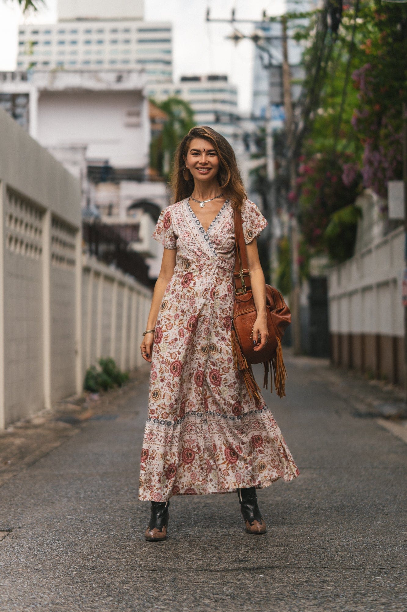 Joseph Bohemian Wrap Maxi Dress in Beige