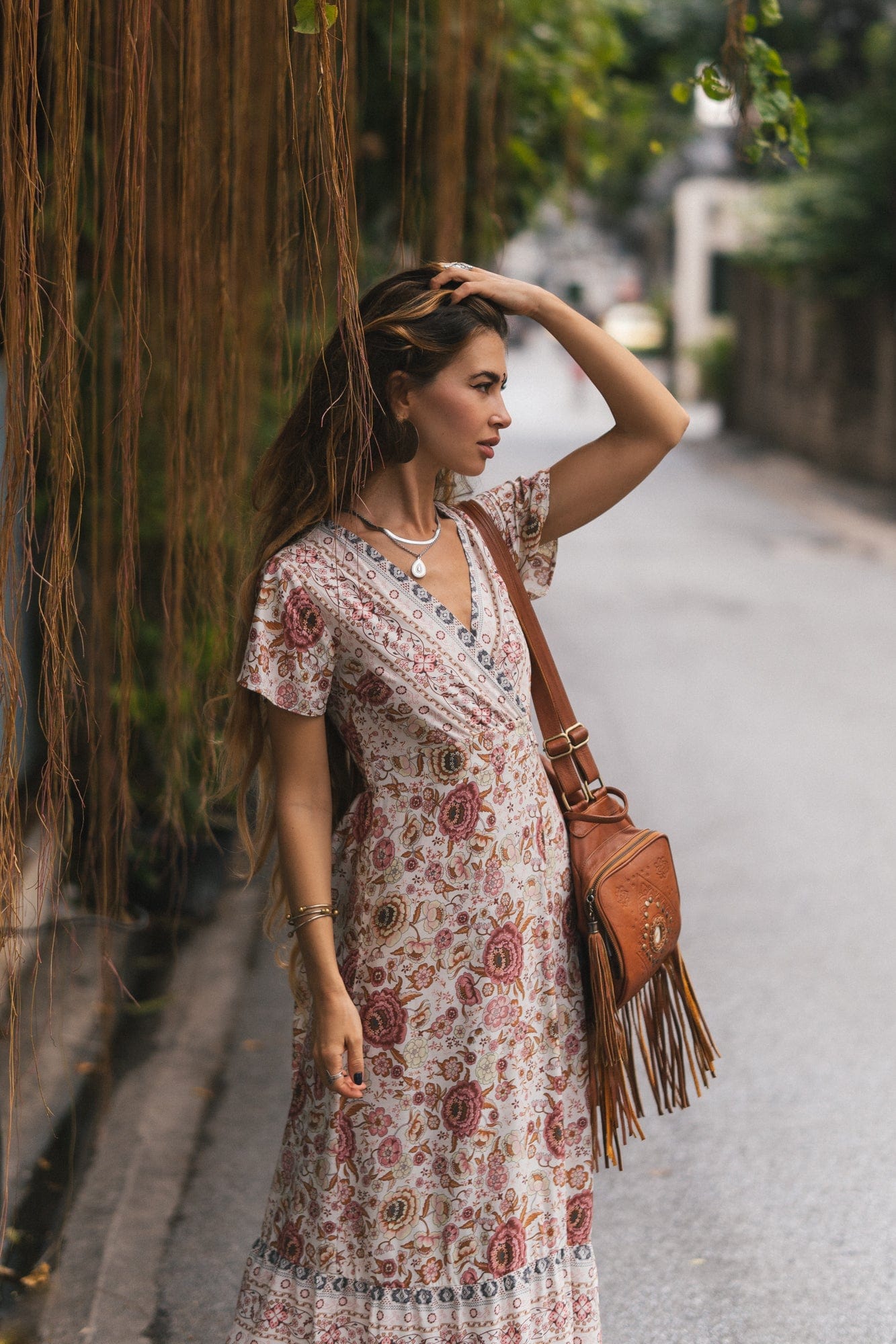 Joseph Bohemian Wrap Maxi Dress in Beige