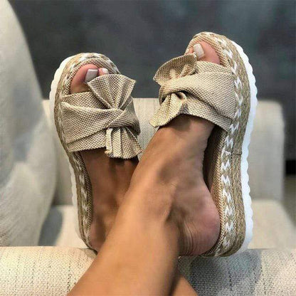 Bowknot Thick Soles Slippers