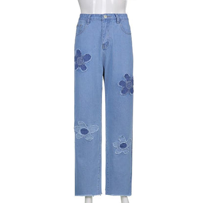 Floral Denim Pants