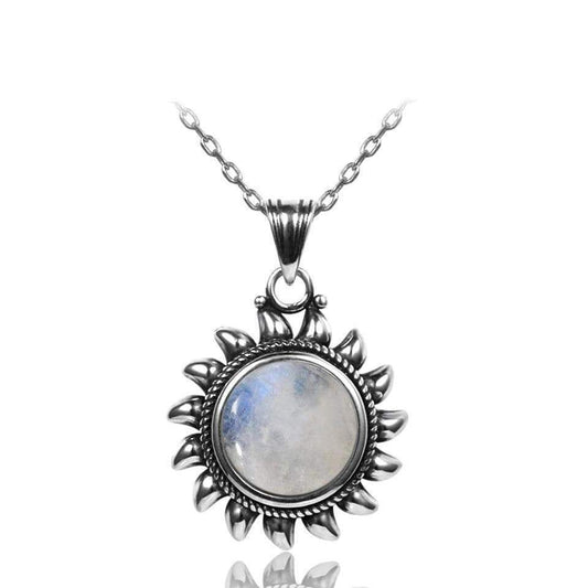 Majestic Sun Natural Moonstone Sterling Silver Necklace