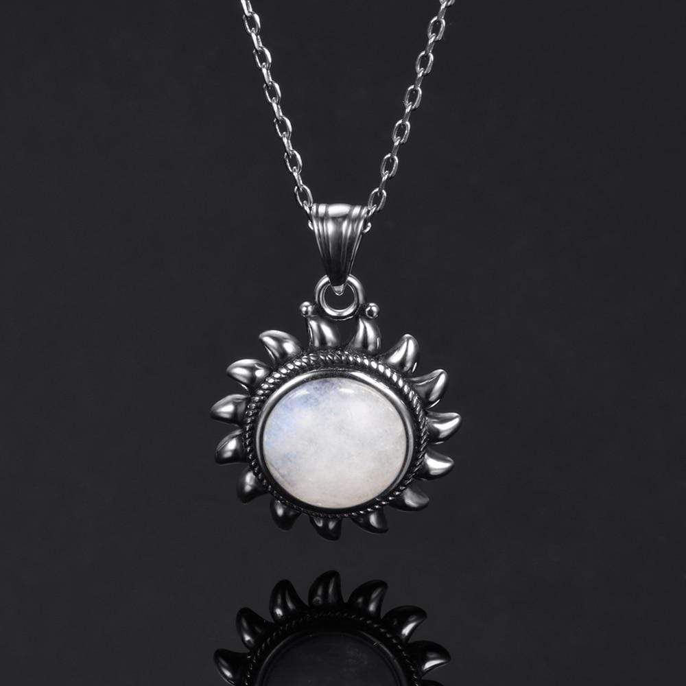 Majestic Sun Natural Moonstone Sterling Silver Necklace