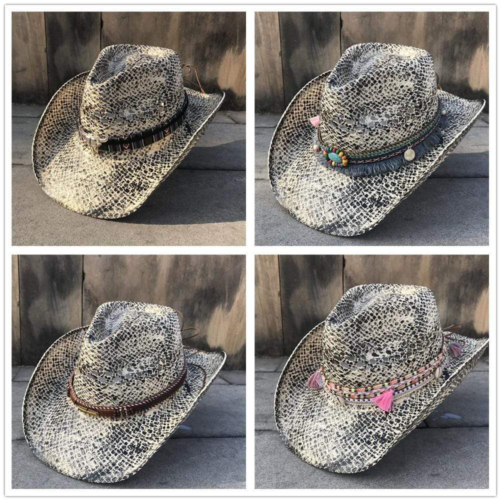 Mock-Snake Design Cowgirl Hat