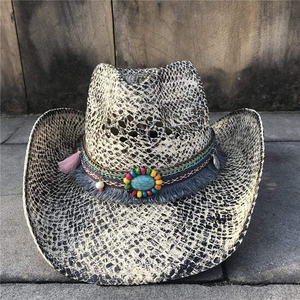 Mock-Snake Design Cowgirl Hat