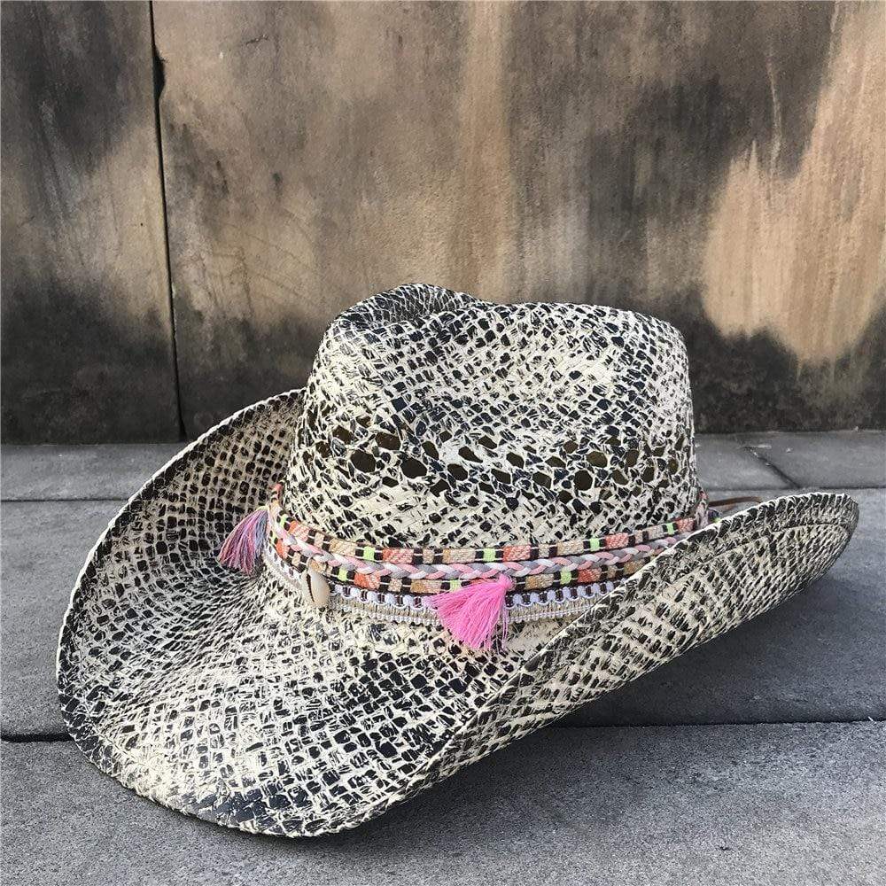 Mock-Snake Design Cowgirl Hat