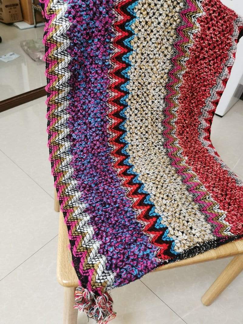 Multicolored Knitted Poncho Cape