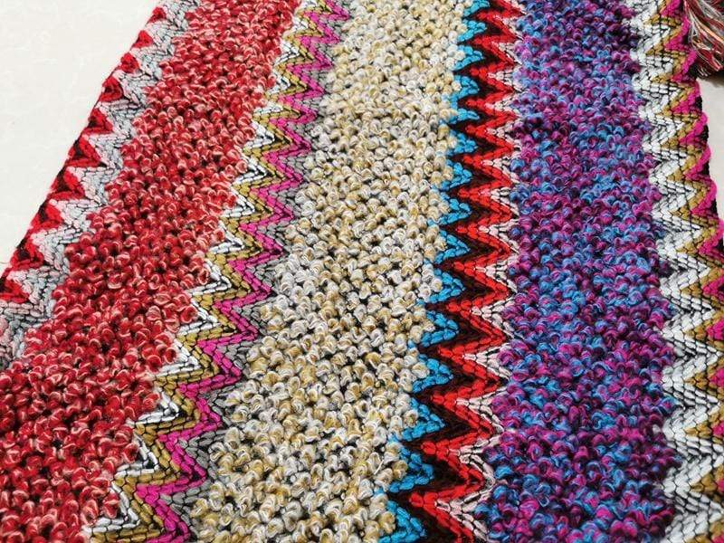 Multicolored Knitted Poncho Cape