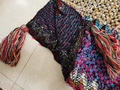 Multicolored Knitted Poncho Cape