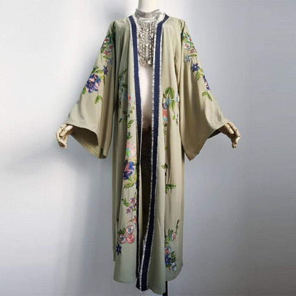 National Style Embroidered Cover-Up Kimono