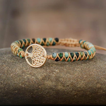 Natural African Turquoise & Tree of Life Bracelet