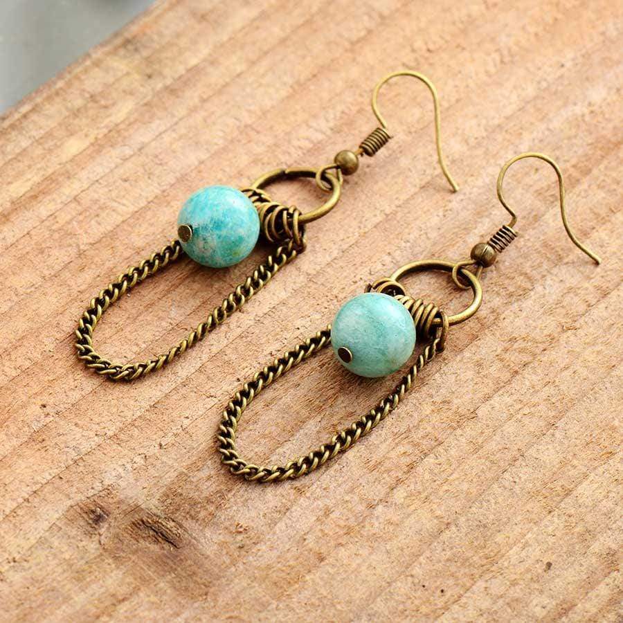 Natural Amazonite Chandelier Earrings