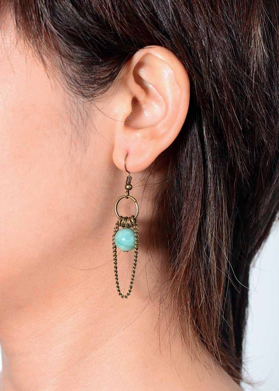 Natural Amazonite Chandelier Earrings