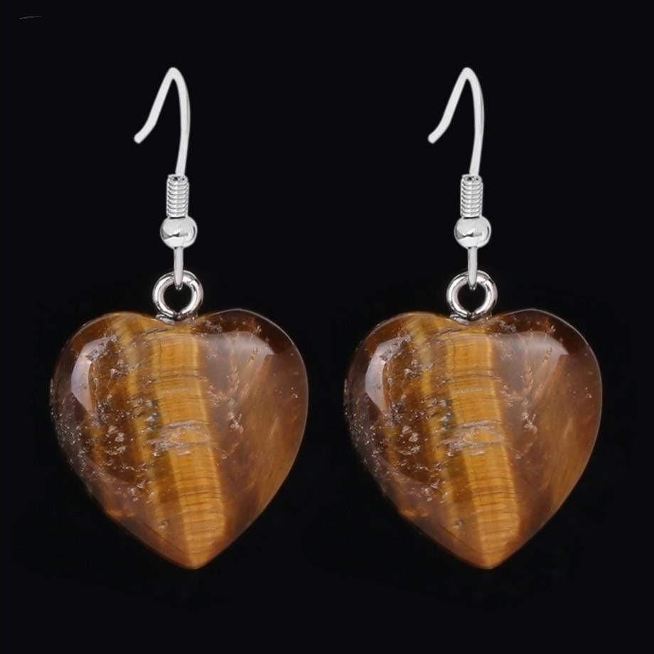 Natural Stones Heart Drop Earrings