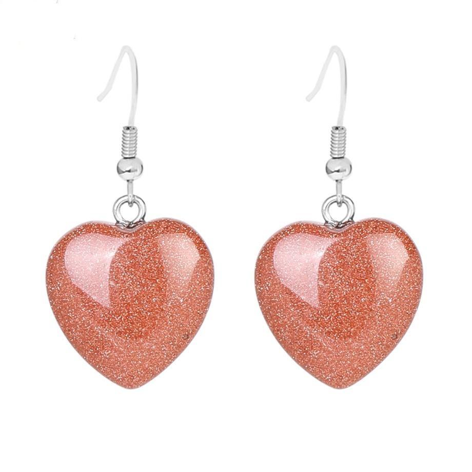 Natural Stones Heart Drop Earrings