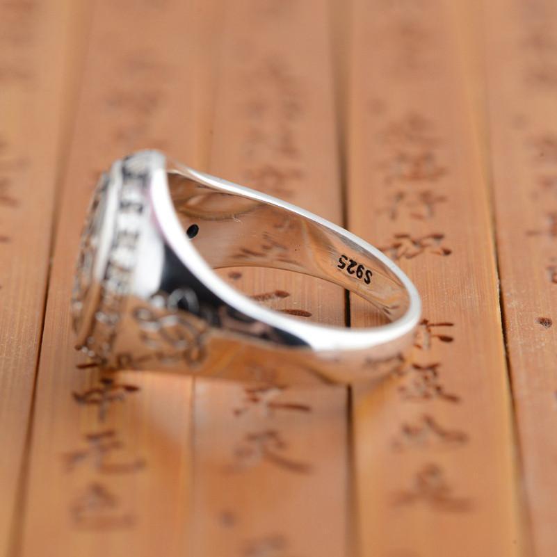 Om Ma Ni Pad Me Hum Mantra Sterling Silver Ring